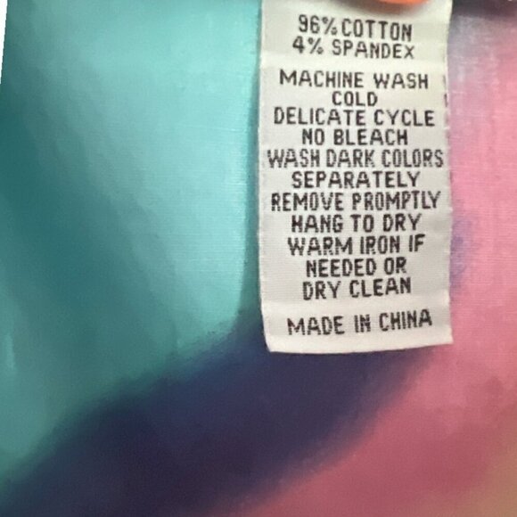 Mishca Tie Front Women's Blouse Vibrant Colors Multi Patterned Top Size Medium - Picture 4 of 5